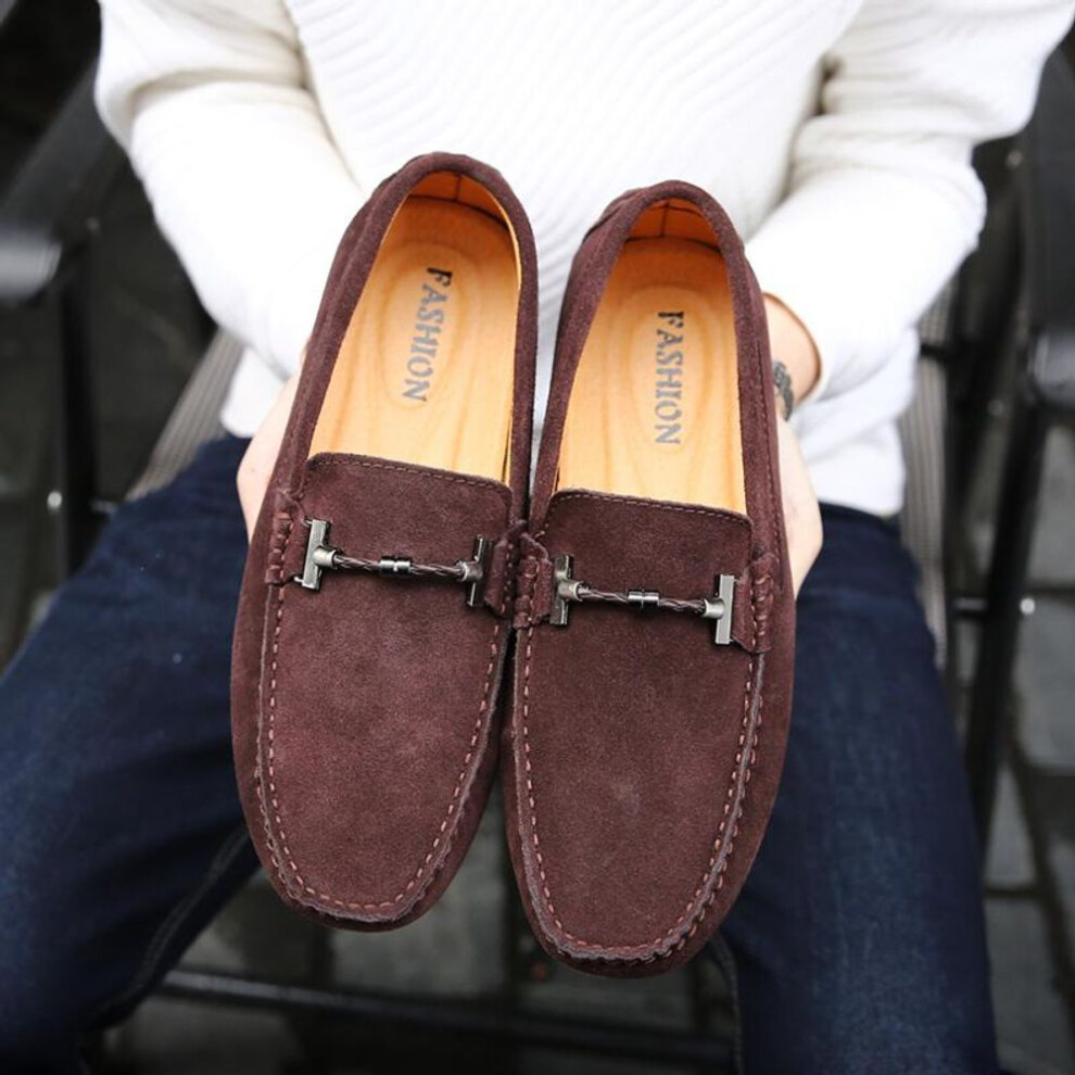 (brown, EU: 44) Men's Moccasins Horse Bit Loafer Driving Gommino Comfort Flats Casual Slip-ons Plus Size Suede Shoes for Men Over Sized