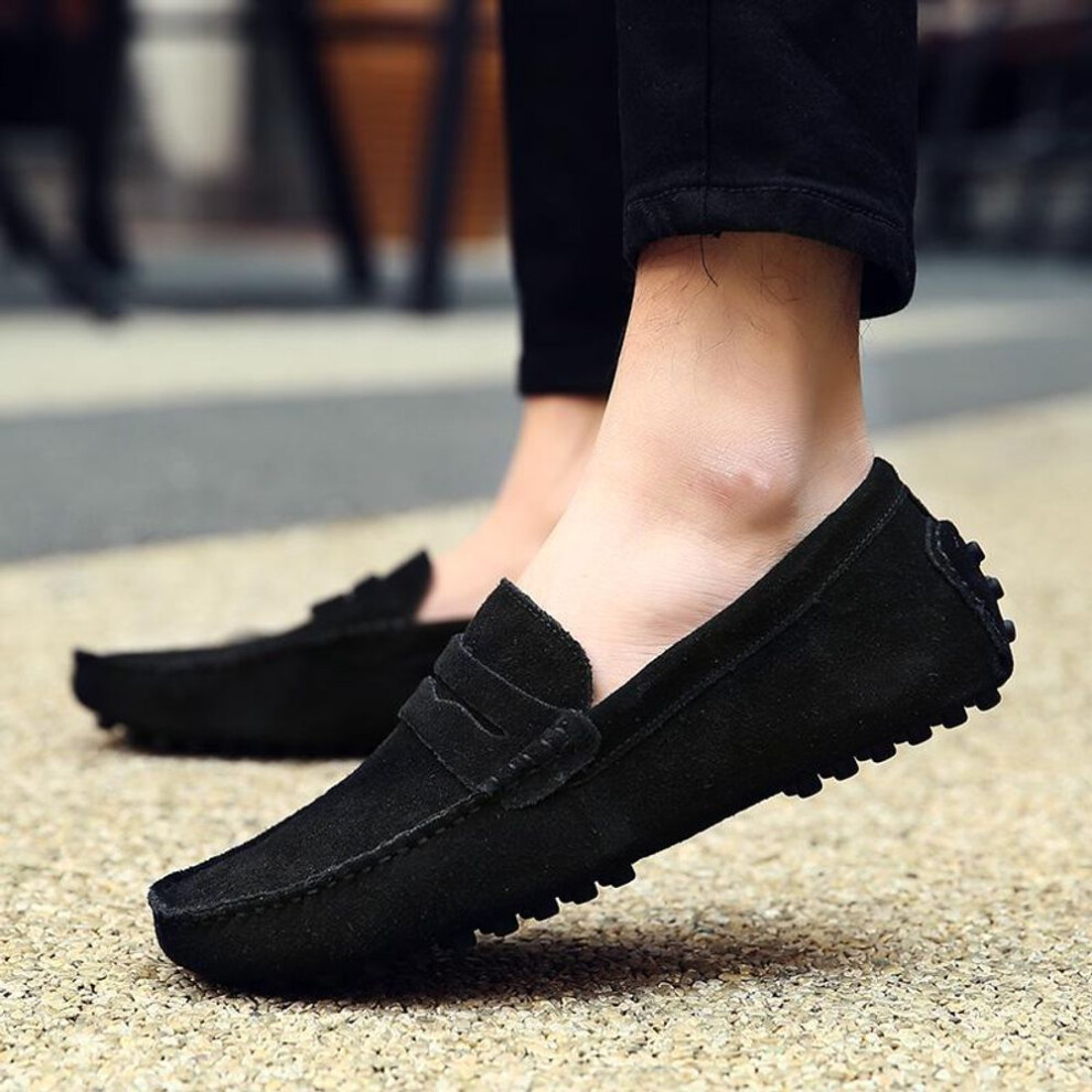 (black, EU: 38) Men's Moccasins Penny Wildsmith Loafer Driving Gommino Comfort Flats Casual Slip-ons Plus Size Suede Shoes for Men Over Sized