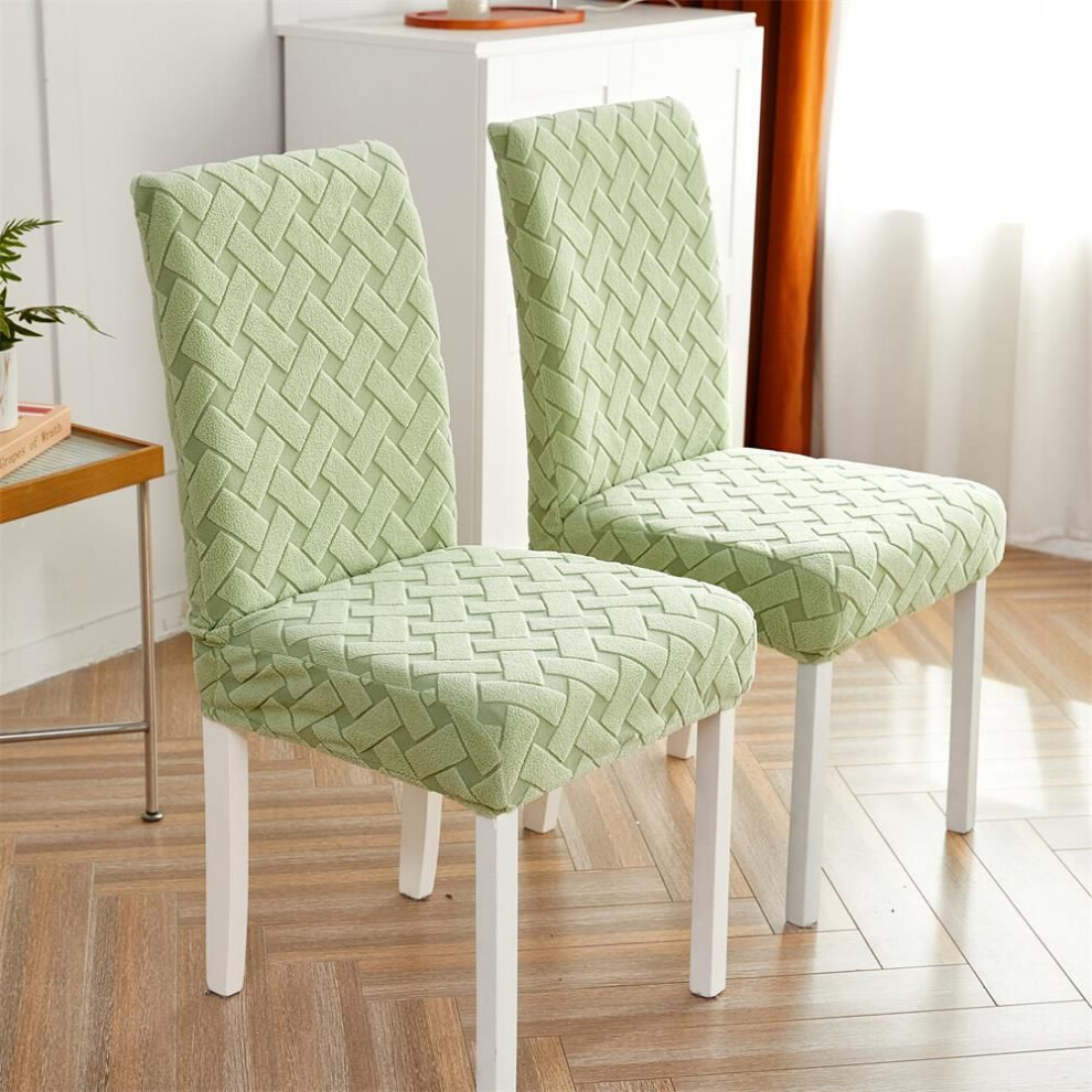 (green) 1 Piece Chair Cover for Dining Room Stretch Jacquard Dining Chair Cover Slipcover Elastic Spandex Kitchen Chair Cover