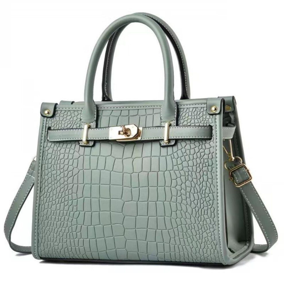 (green) Crocodile Pattern Top-Handle Purses for Women Crossbody PU Leather Bags Trendy Large Capacity Tote with Shoulder Strap Women&apos;s Handbags