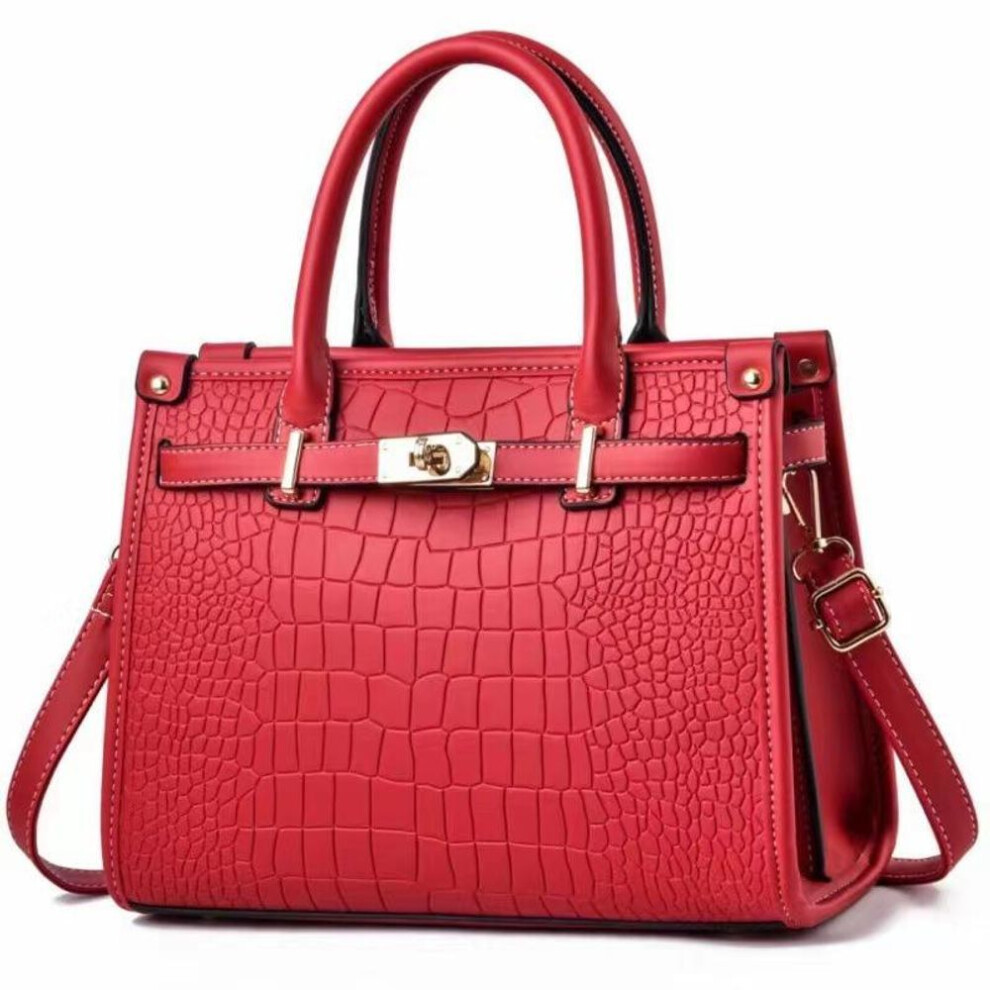 (red) Crocodile Pattern Top-Handle Purses for Women Crossbody PU Leather Bags Trendy Large Capacity Tote with Shoulder Strap Women&apos;s Handbags