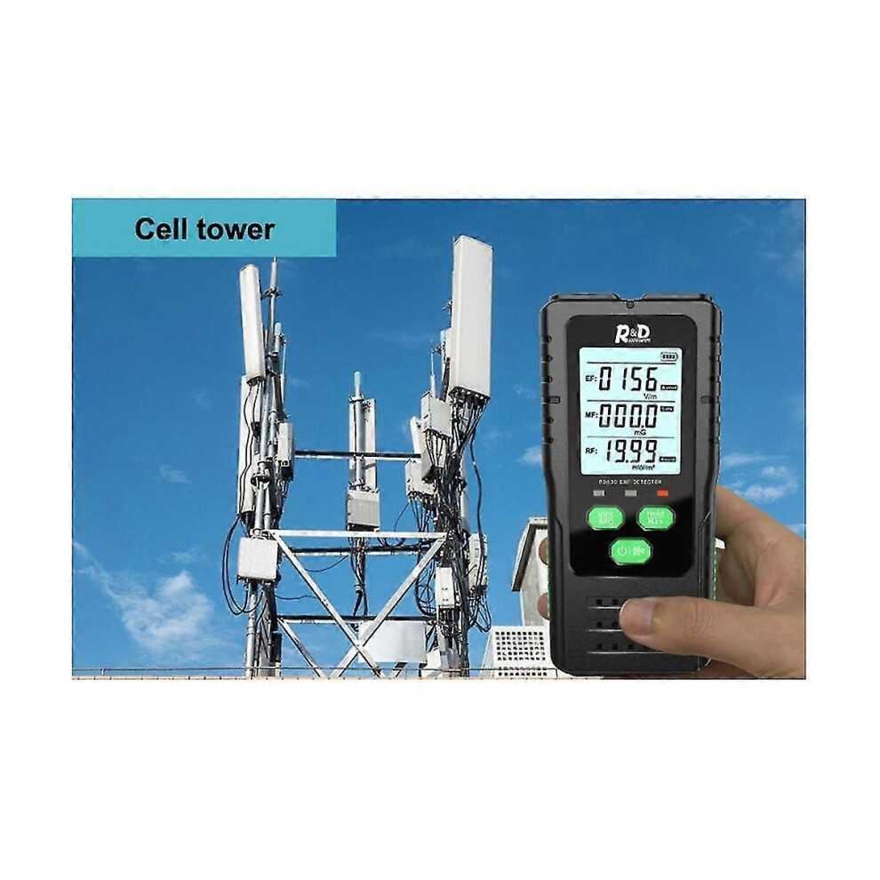 Kikidex (As Show, One Size) 3-In-1 Electromagnetic Field Radiation Detector Tester Emf Meter Multifunctional Portable Radio Frequency Warn Meter