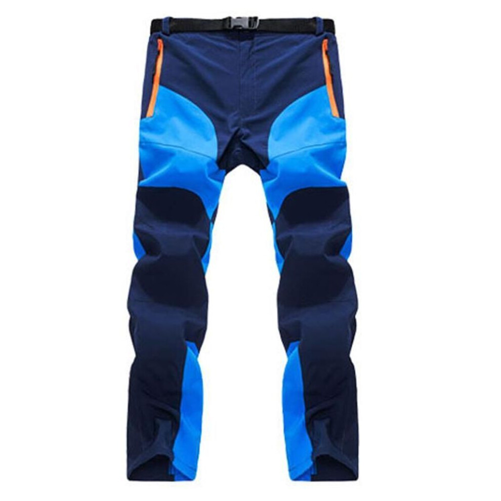 (blue, L) Outdoor Unisex Quick Drying Sun-Protective Color-Blocking Pants Man Waterproof Anti-UV Slim Trousers Woman Hiking Summer PreciouStore