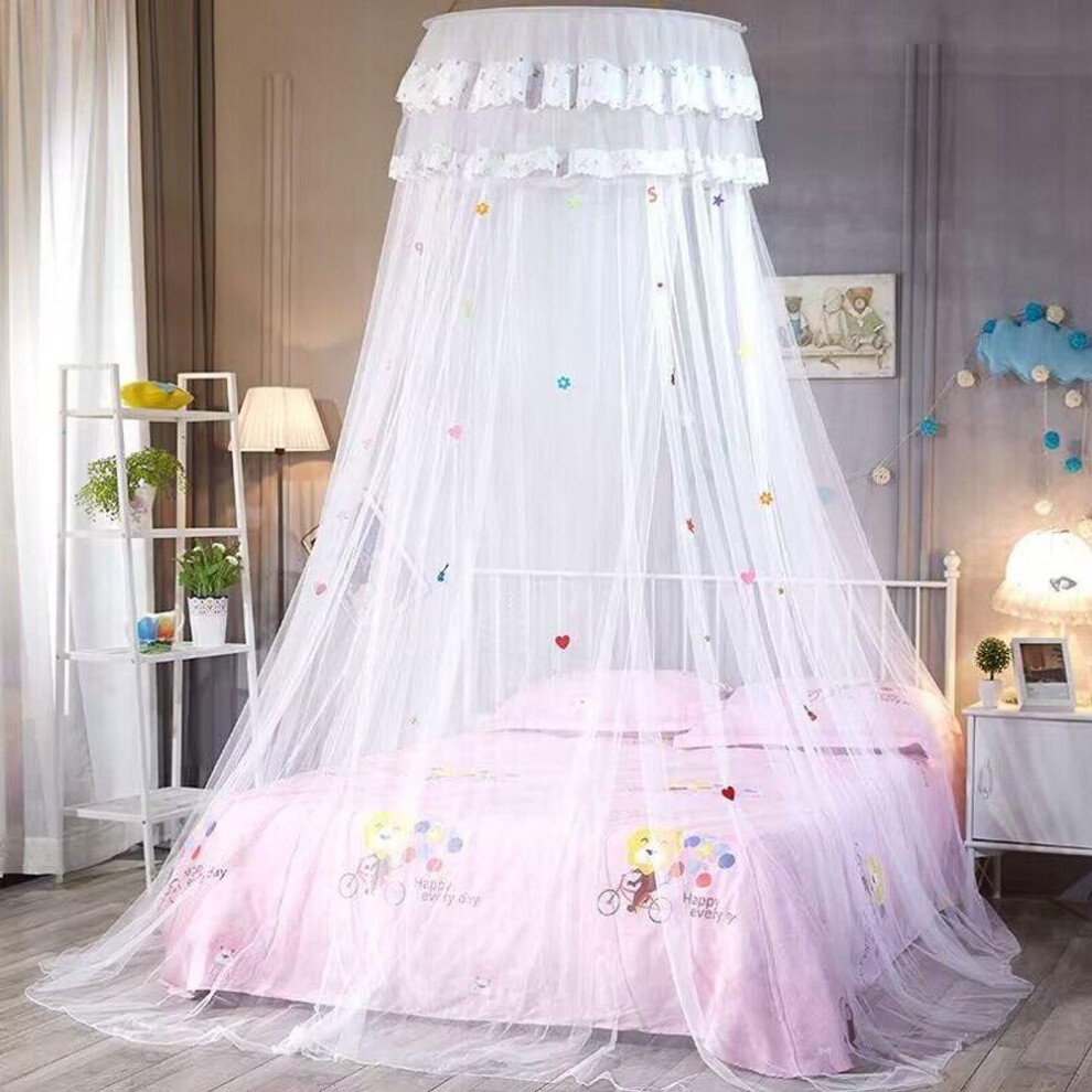 (white) Children Elegant Tulle Bed Dome Bed Netting Canopy Circular Pink Round Dome Bedding Mosquito Net