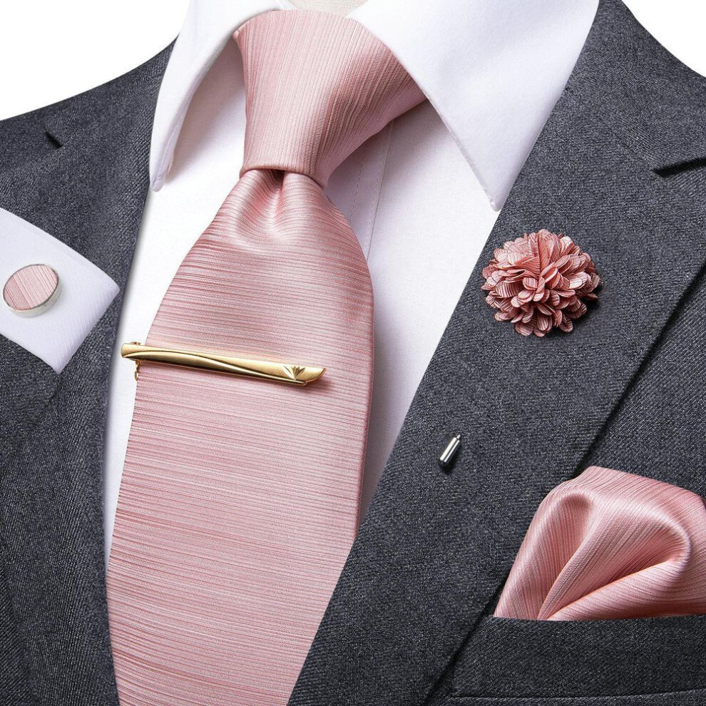 (as the picture, N-3247) Hi-Tie Mens Silk Tie Set Brooch Pin Necktie Hanky Cufflinks Tie Clip for Business Wedding