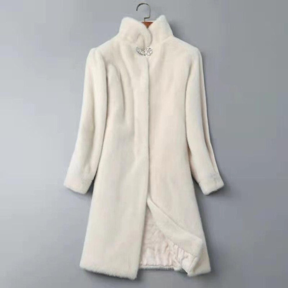 (white, XXXXXL) Mink Women&apos;s Long Coat Middle-aged and Old-age Foreign Style Mink Coat