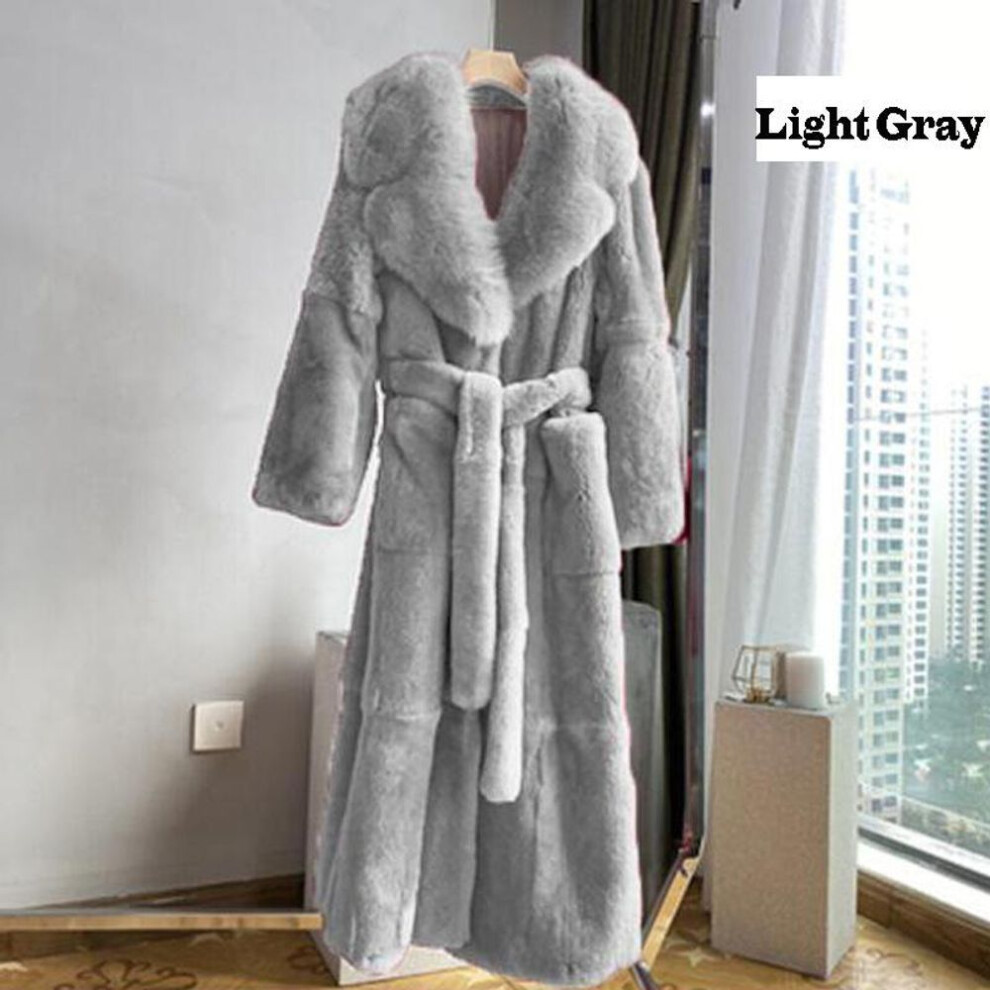 (light gray, L) 2021 Winter Women Fashion Coat 9 Color Plus Size Coat Luxury Jacket Fur Coat Ladies Warm Coat Outwear