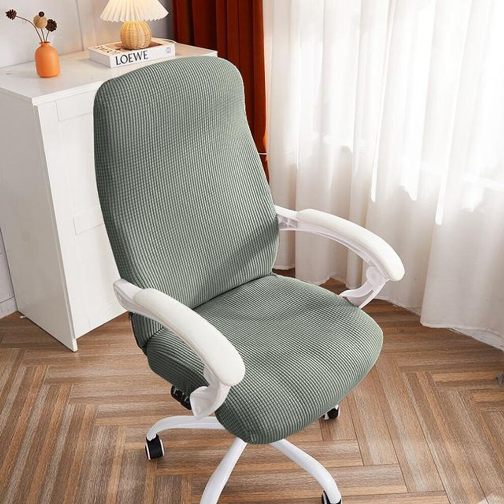 (green, M Chair Cover) Jacquard Office Chair Cover Solid Color Computer Chair Covers Elastic Armchair Slipcover For Living Room Study Gaming Chair