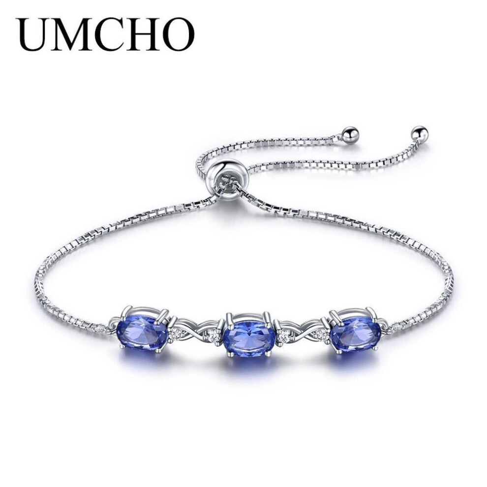 (purple,blue) UMCHO Oval Created Nano Blue Sapphire Bracelet