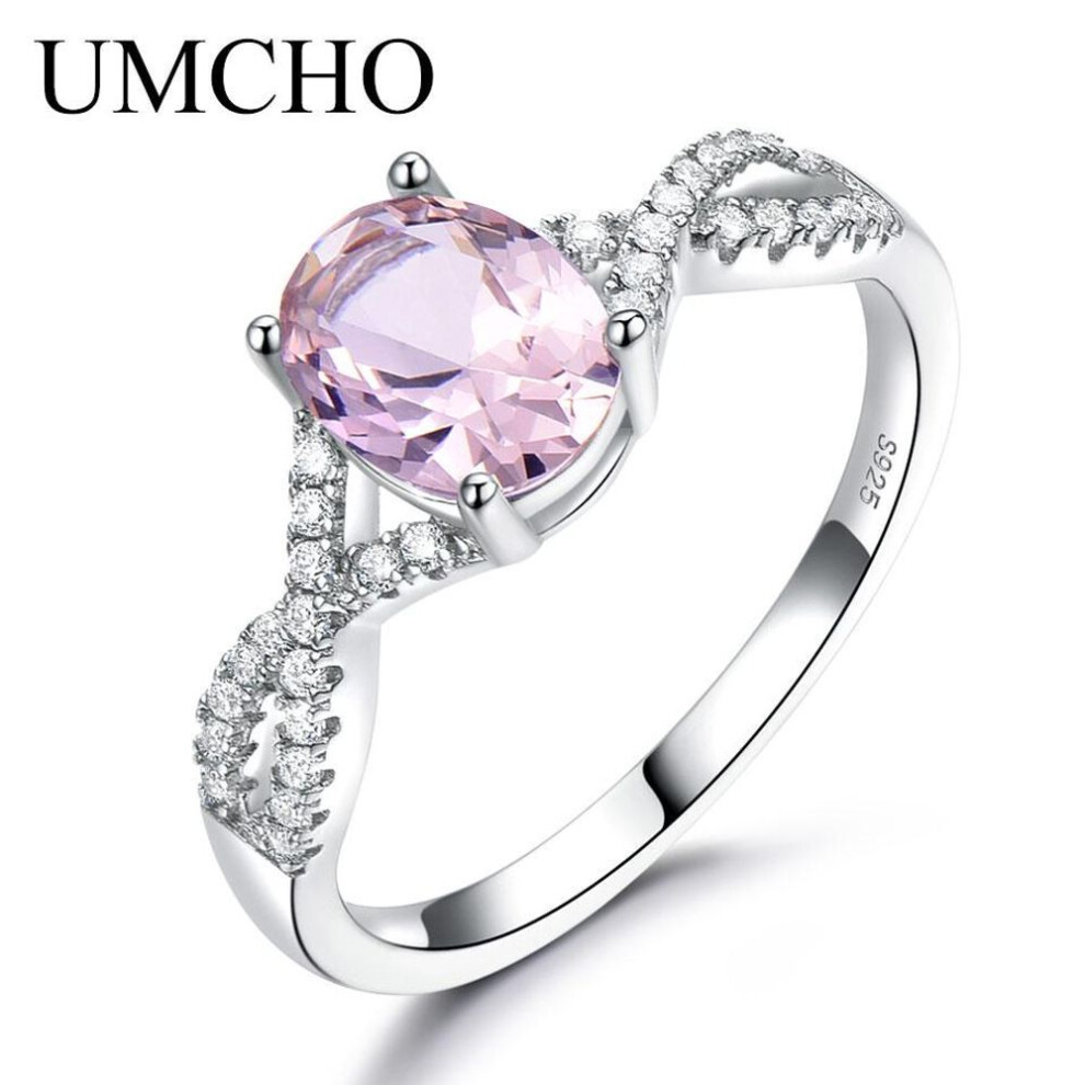 (pink, 7) UMCHO Solid 925 Sterling Silver Ring