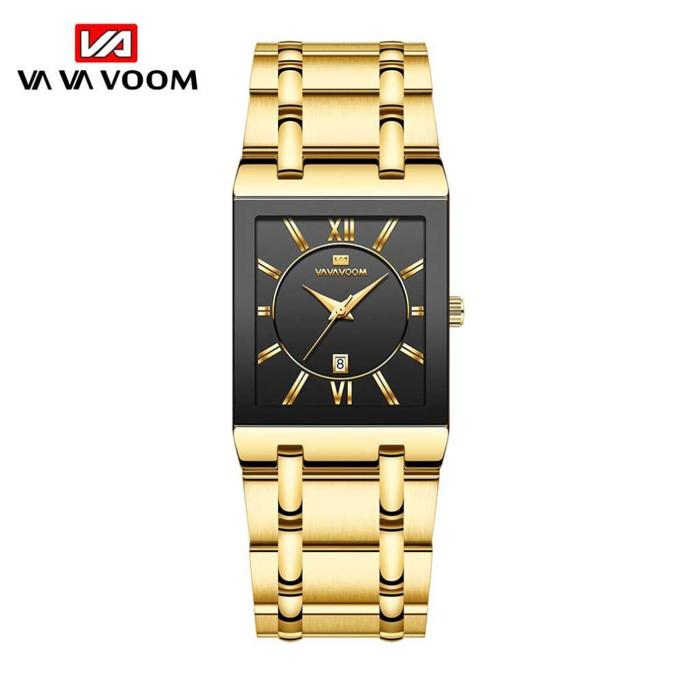 (gold,black) VA VA VOOM Relogio Masculino Sport Gold Watch Men Super Mens Watches Top Brand Luxury Golden Quartz Stainless Steel 30m Waterproof Wrist Watch