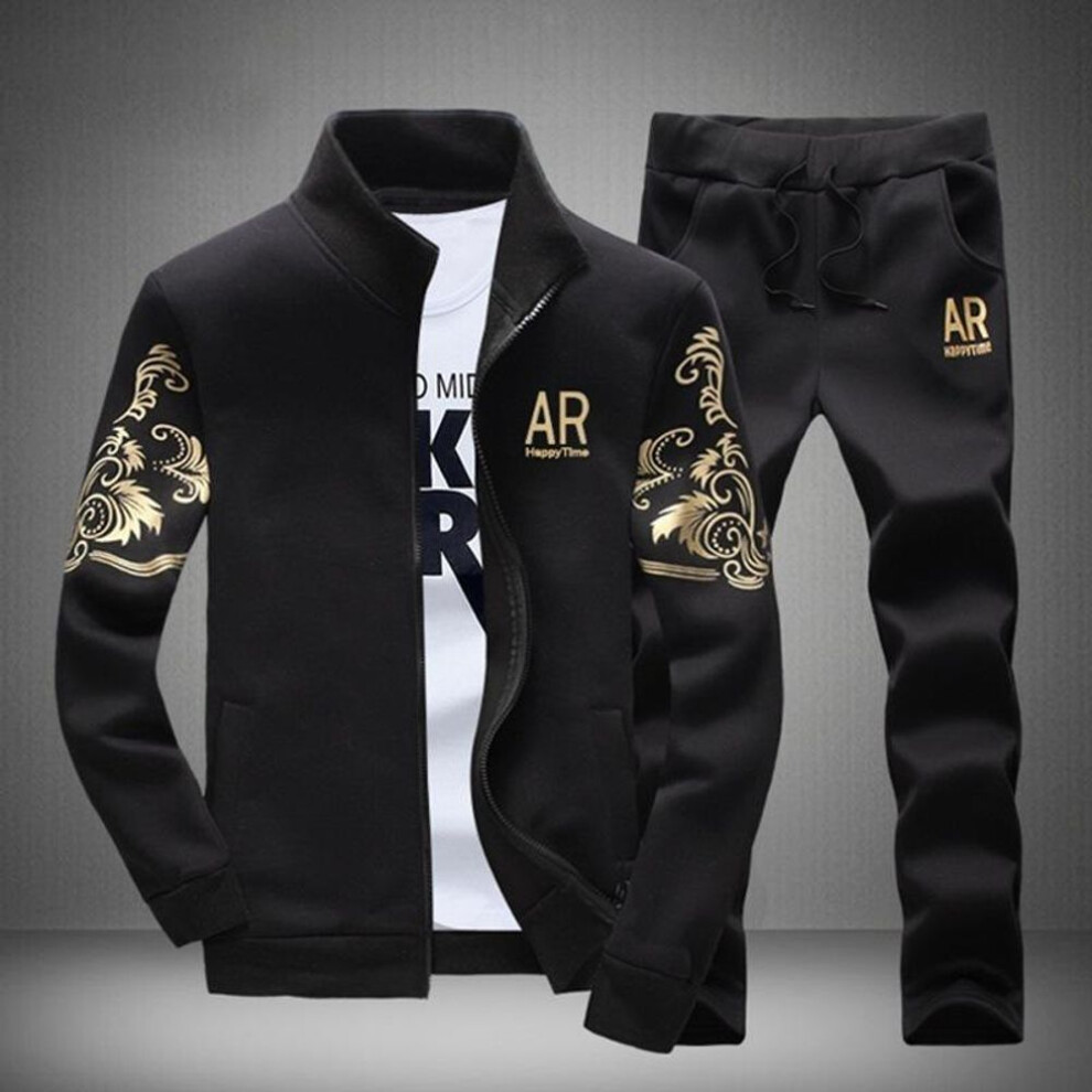 (black, XXL) Casual Men Fashion Sweatshirts Jackets+Pants Plus Size Sports Suits