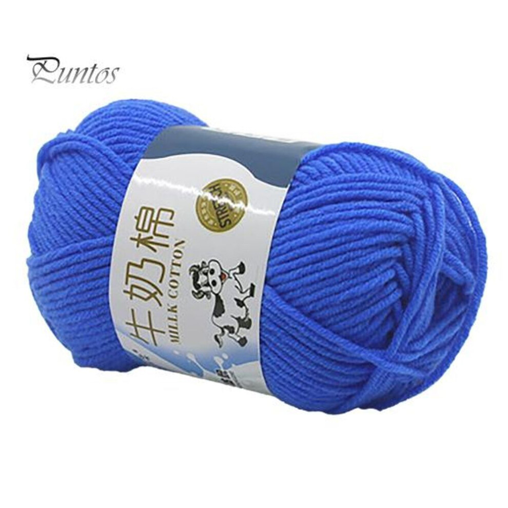 (royal blue) 1 Roll 5-strand Wool Yarn Soft Warm DIY Beginner Needlework Hand Knitting Crochet Yarn Ball for Sewing Shop