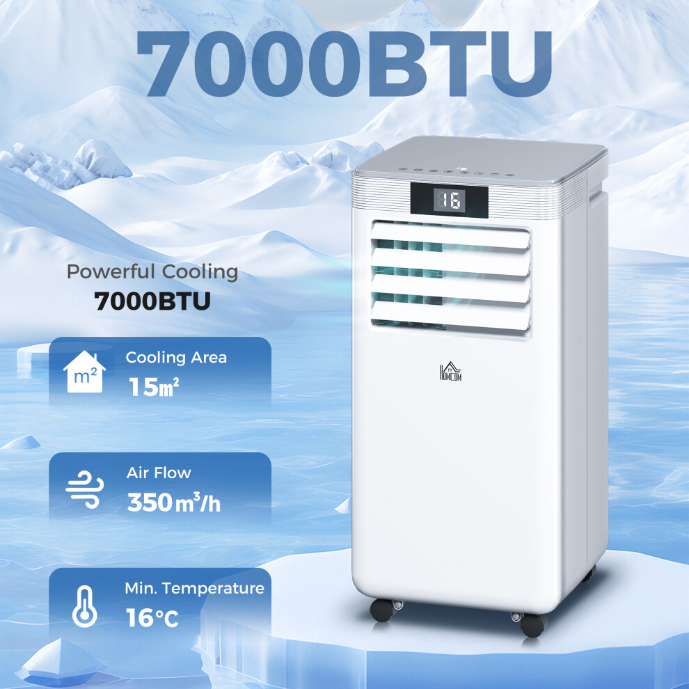 Homcom 7000 Btu Mobile Air Conditioner Indoor Portable Ac Unit, White