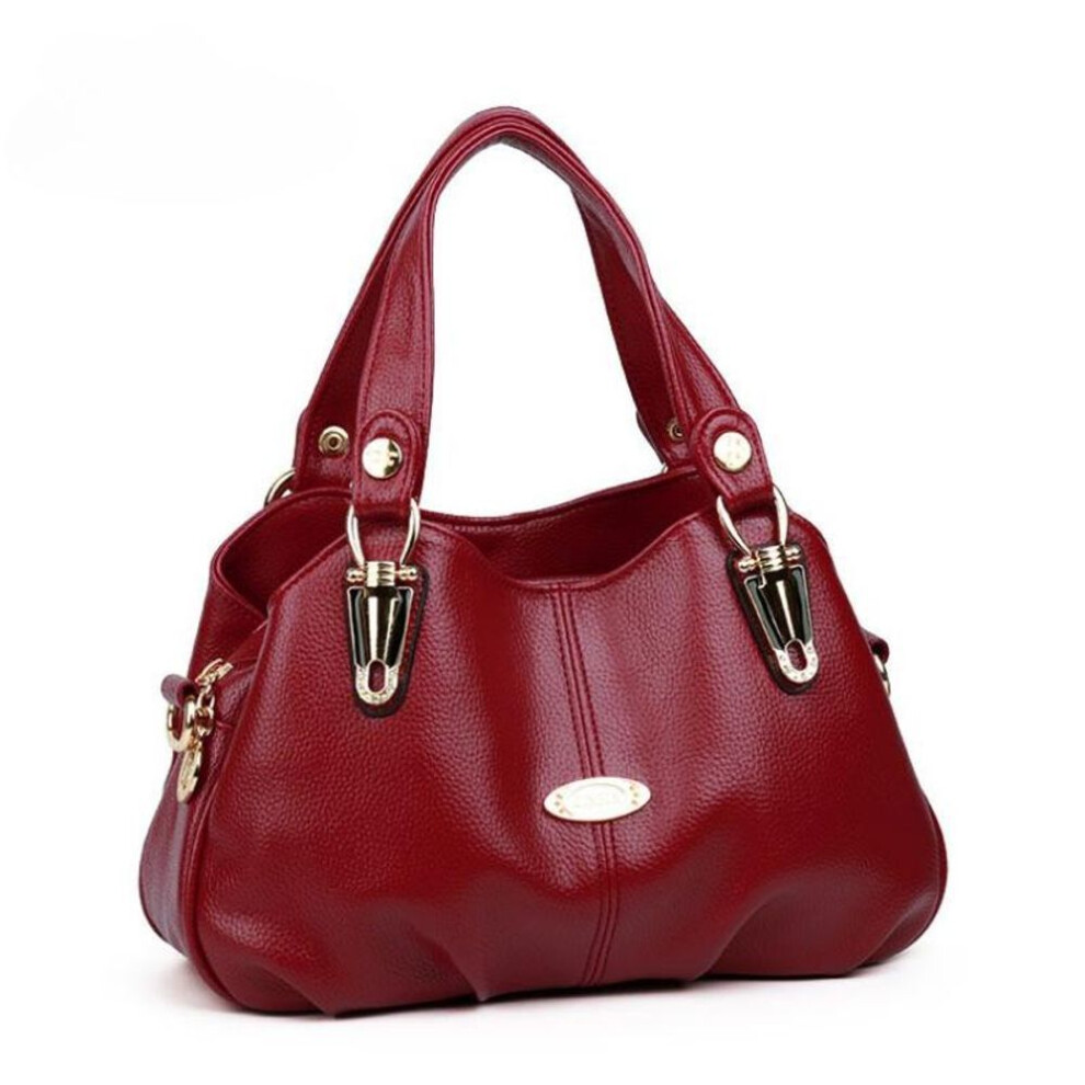 (burgundy, one size) Bag Female 2023 Handbag Women Middle-aged Mother Bag Soft Leather Single Shoulder Crossbody Bag