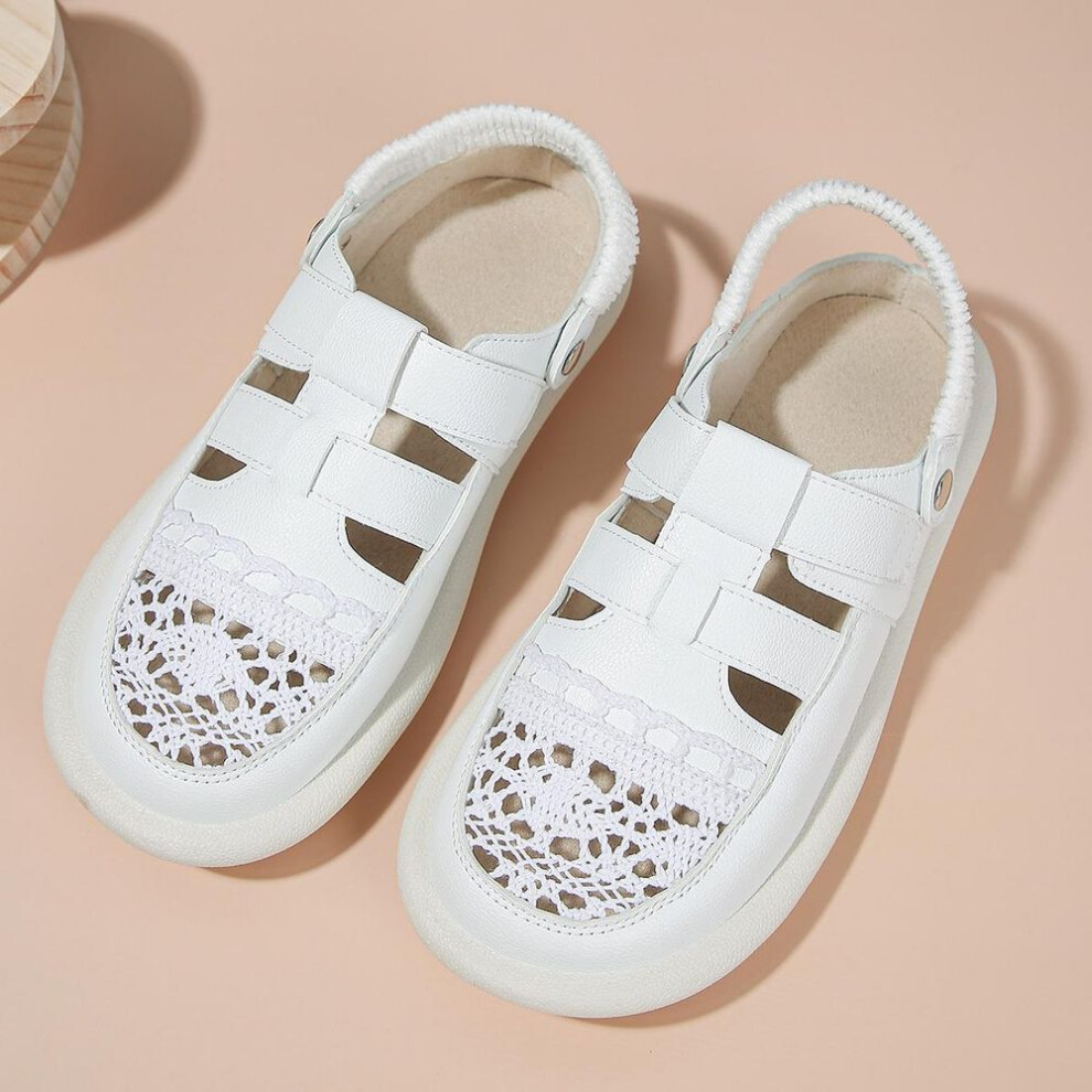 (white, 39) Shoes Women Summer Platform Sandals Women Luxury Sandals Designers Shoes Genuine Leather Breathable Flat Casual Ladies Sandals