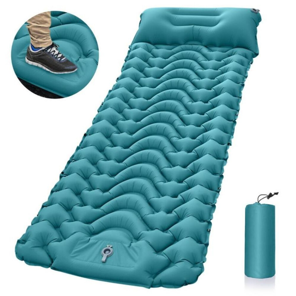 (army green, 196*68*8cm) one Person 40D TPU Feet Air Mat Inflatable Camping Outdoor Sleeping Pad  Air Mattress Ultralight Cushion Tent Automatic Inflation Headrest Travel