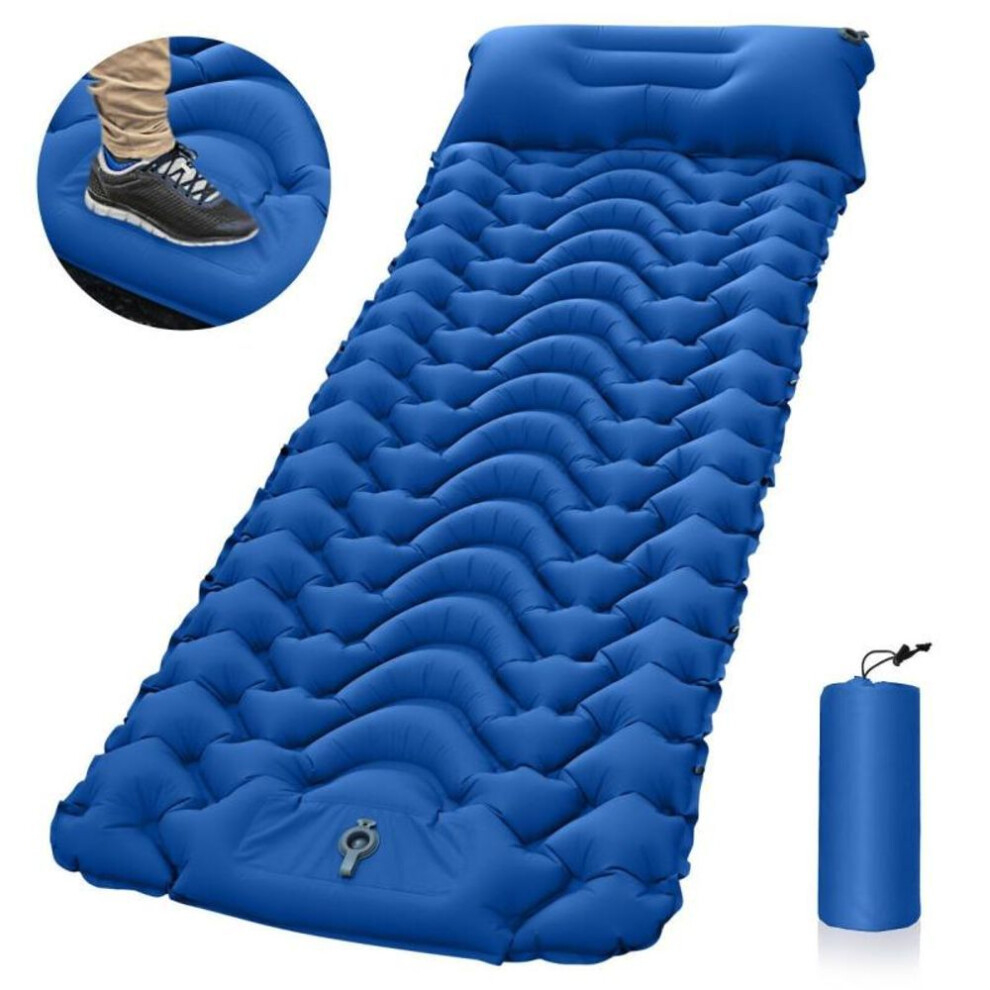 (white, 196*68*8cm) one Person 40D TPU Feet Air Mat Inflatable Camping Outdoor Sleeping Pad  Air Mattress Ultralight Cushion Tent Automatic Inflation Headrest Travel