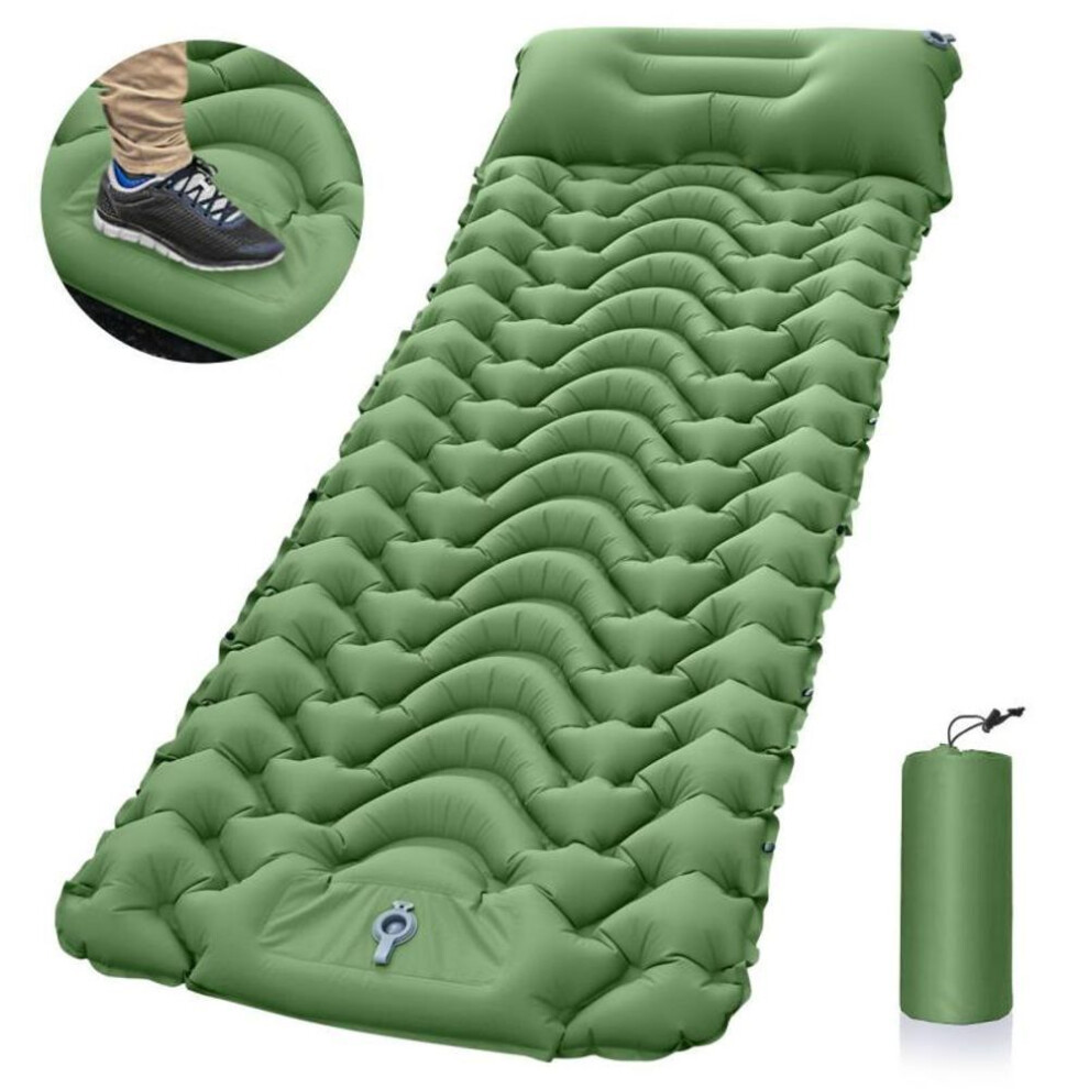 (navy, 196*68*8cm) one Person 40D TPU Feet Air Mat Inflatable Camping Outdoor Sleeping Pad  Air Mattress Ultralight Cushion Tent Automatic Inflation Headrest Travel