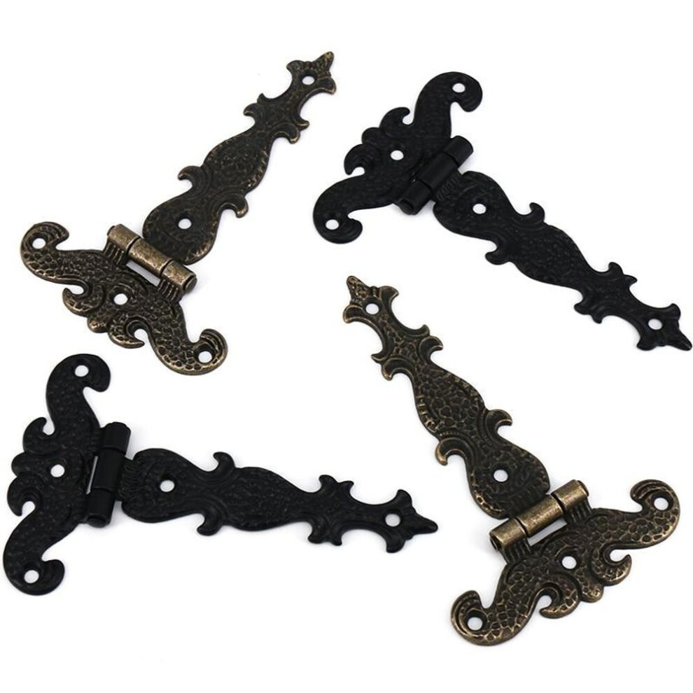 (black) 2Pcs 113*69mm Antique Bronze/Black Hinge for Windows Cabinet Cupboard Wardrobe Doors Wooden Boxes Jewelry Case Chest