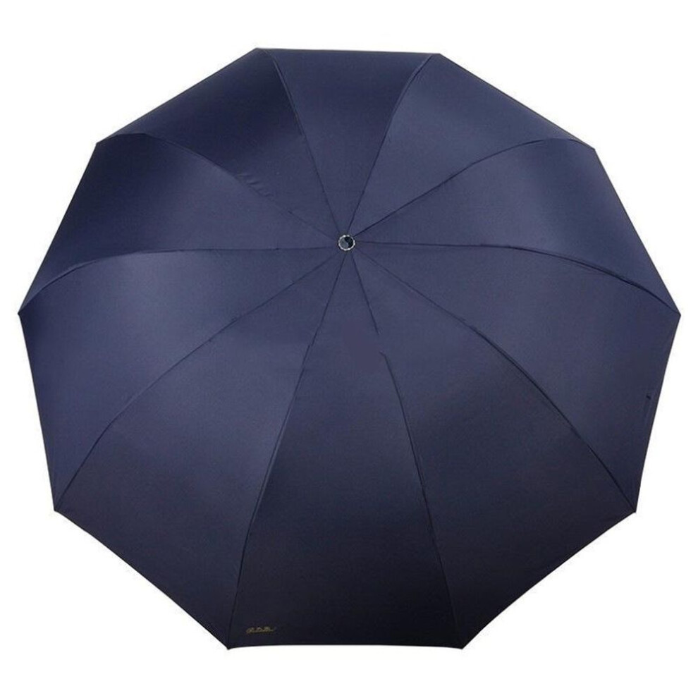 (navy blue) Large Oversized Sunny and Rainy Umbrella Unisex Three-Person Sunscreen Sun Umbrella Folding Double-Person Black Rubber Sunshade Business Umbrella