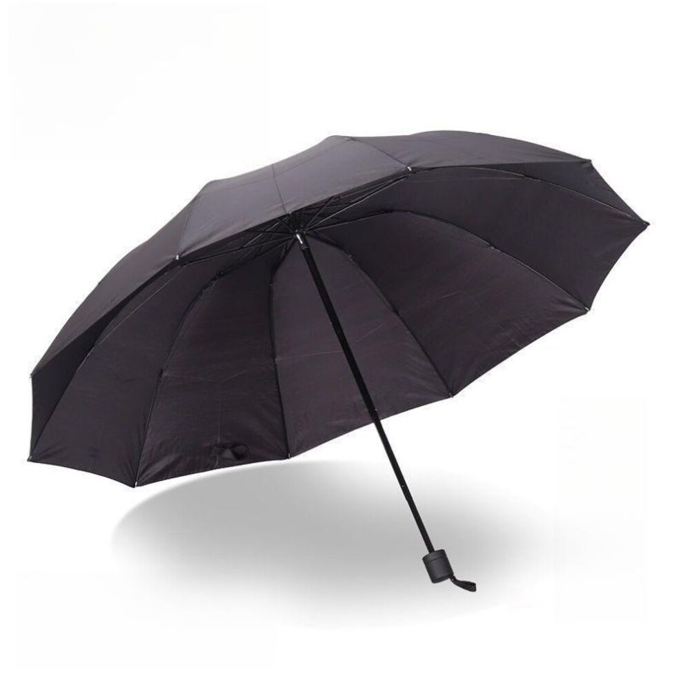 (black) Large Oversized Sunny and Rainy Umbrella Unisex Three-Person Sunscreen Sun Umbrella Folding Double-Person Black Rubber Sunshade Business Umbrella