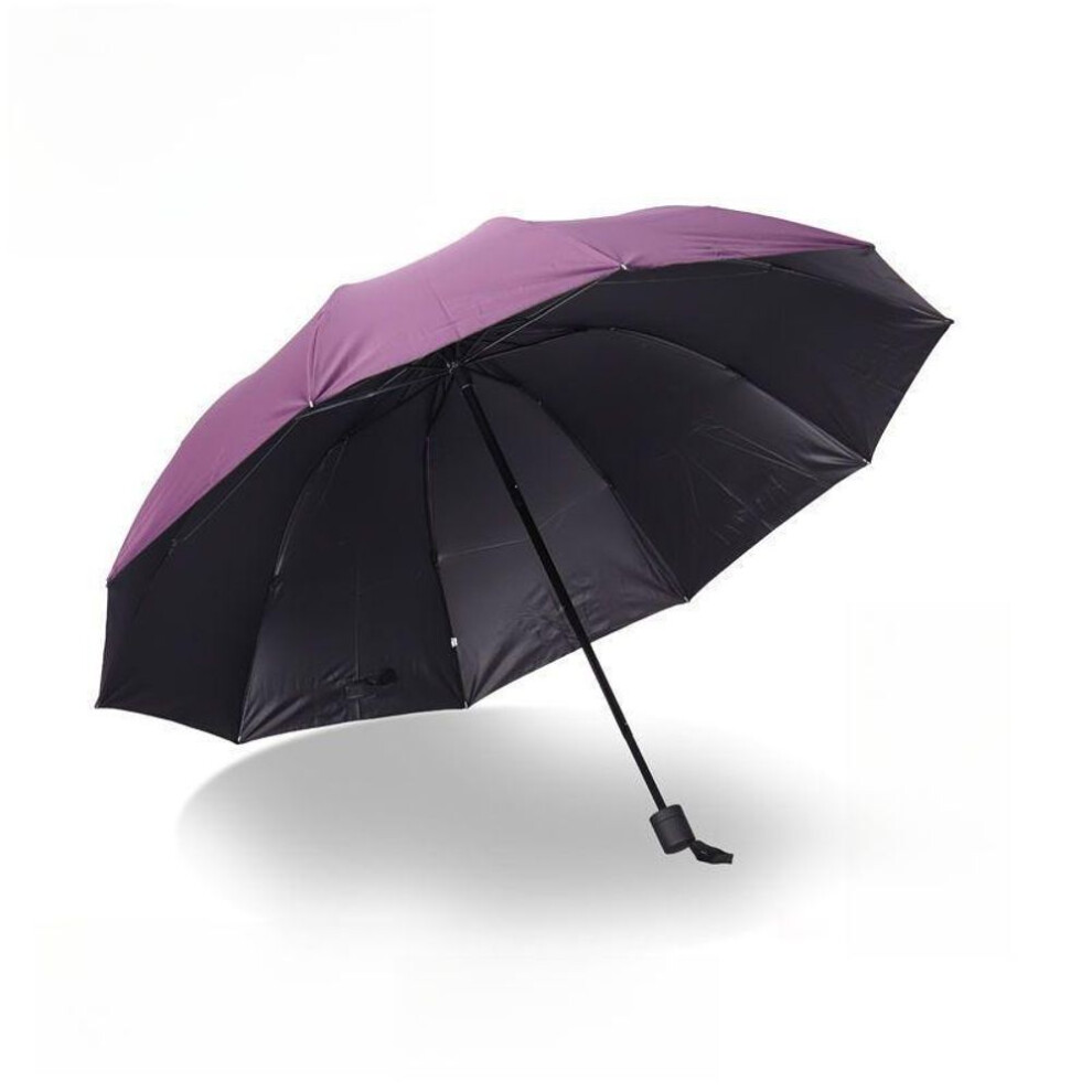 (purple) Large Oversized Sunny and Rainy Umbrella Unisex Three-Person Sunscreen Sun Umbrella Folding Double-Person Black Rubber Sunshade Business Umbrella