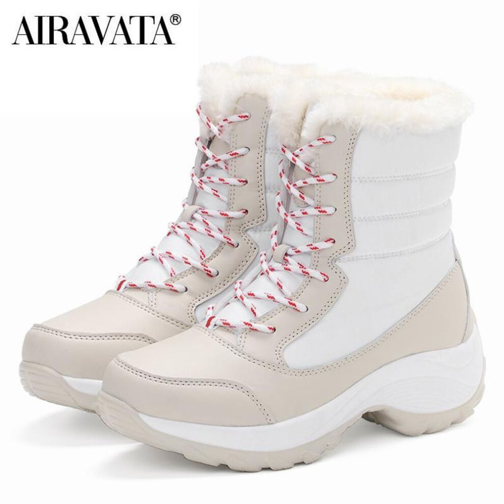 (beige, 35) Winter Casual Shoes Women&apos;s Suede Thicken Warm Snow Ankle Boots 4 Color Size 35-42