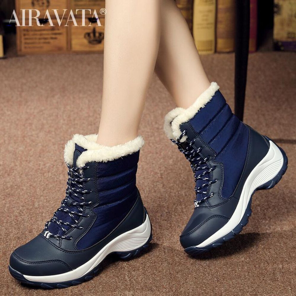 (dark blue, 39) Winter Casual Shoes Women&apos;s Suede Thicken Warm Snow Ankle Boots 4 Color Size 35-42