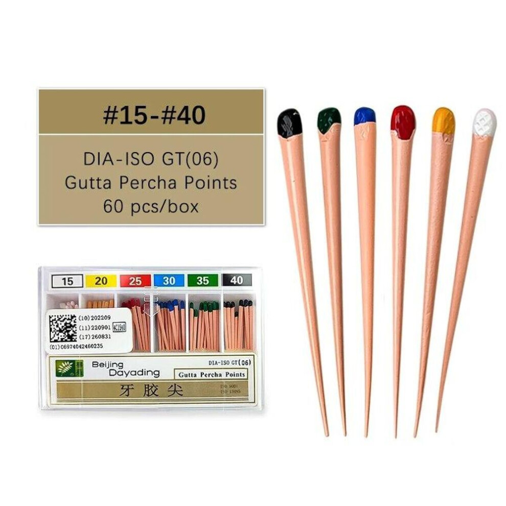 (GPP 06 15-40) JINGT 1Box Dental Gutta Percha Paper Point 15-40 Root Canal Endodontics Cotton Fiber Tips Dentistry Materials 0.02 04 06 Sizes