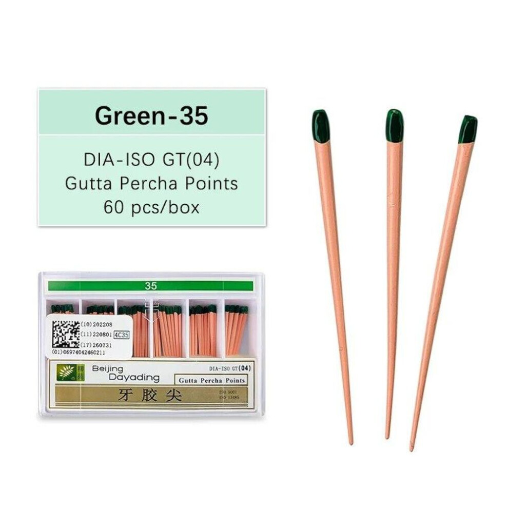 (GPP 04 Green 35) JINGT 1Box Dental Gutta Percha Paper Point 15-40 Root Canal Endodontics Cotton Fiber Tips Dentistry Materials 0.02 04 06 Sizes