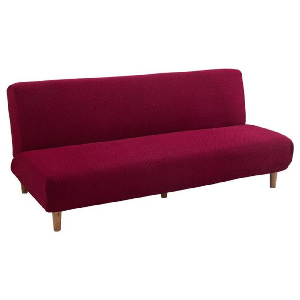 (wine, 2xpillowcase 45x45cm) Folding Sofa Bed Cover Elastic Armless Futon Sofa Cover Solid Color All -Inclusive Sofa Protector Home Decoration