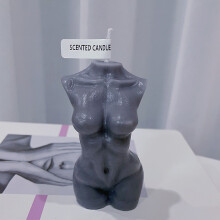 (Gray, 5*5*10cm) S-Shaped Woman Body Scented Candle Handmade Soy Wax Cylinder Aromatherapy Candle 3pcs
