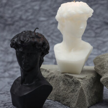 (White+Black, 5*6*9cm) David Sculpture Scented Candle Western Art Statue Decor Handmade Soy Wax 5*6*9cm 3pcs