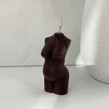 (Brown) Art Soy Wax Candle Handmade Body Shape Ins Decor Birthday Valentine Gift 6.8*4.3*10.3cm 2pcs