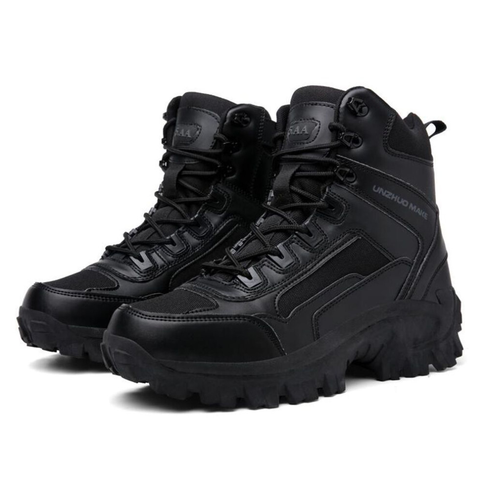 (black, 46) TUINANLE Men&apos;s Winter Thickness Shoes Lace Up High Top Boots Fashion Motorcycle Men Ankle Boots
