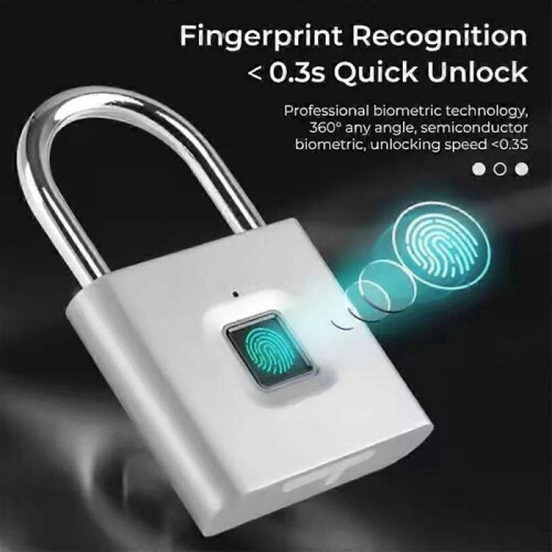 (silver) Touchtanium Fingerprint Padlock, Fingerprint Padlock, Smart Padlock 2
