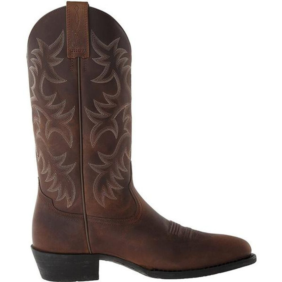 (brown, 46) Vintage Boots Men's Cowboy Boots Pu Western Boots High Quality Mid Calf Leather Boots Male Autumn Leather Boots Comfortable Knight Boots