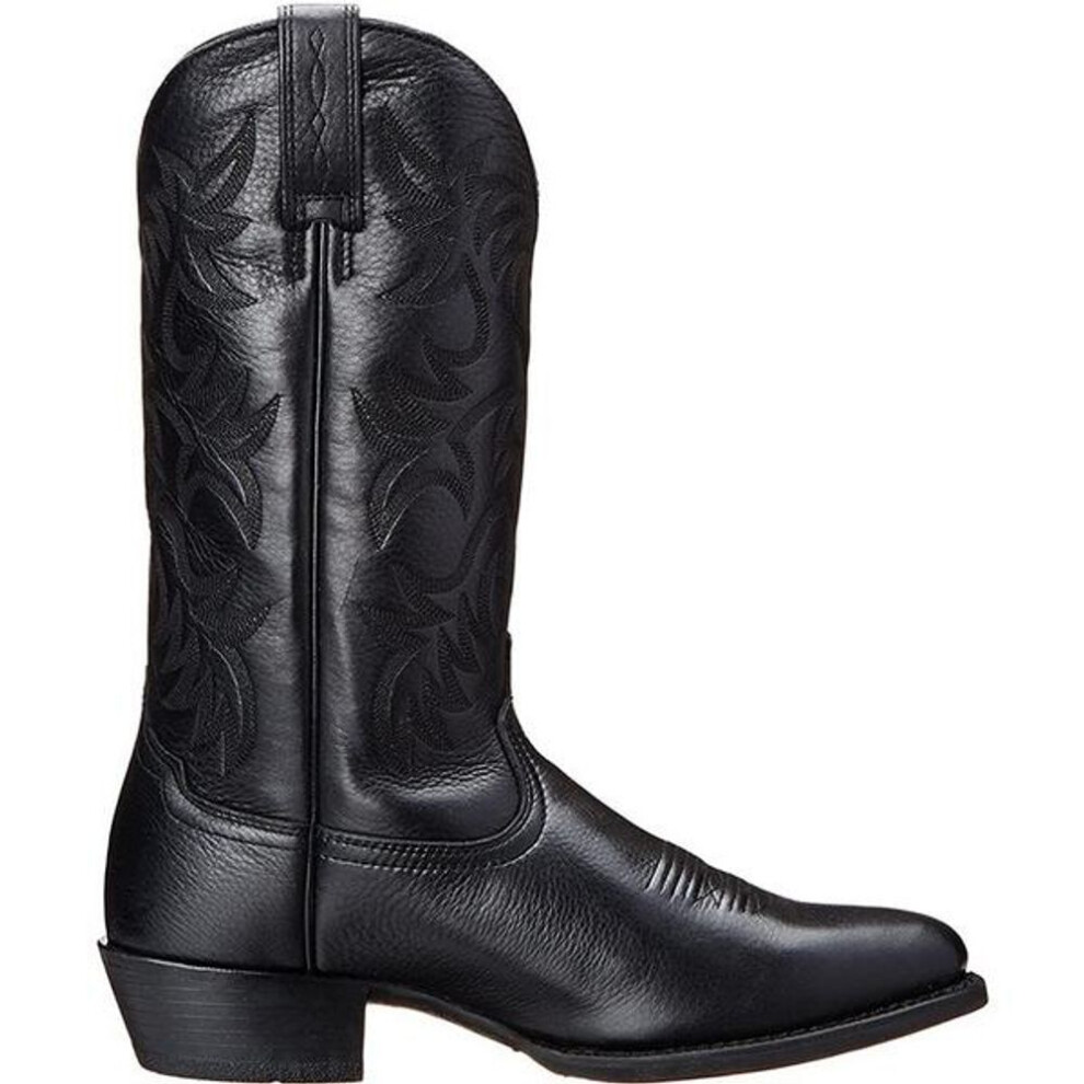 (black, 38) Vintage Boots Men's Cowboy Boots Pu Western Boots High Quality Mid Calf Leather Boots Male Autumn Leather Boots Comfortable Knight Boots