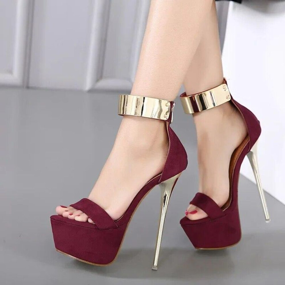 (red, 38) Eilyken New Design Buckle Strap Women Sandals Platform Extreme High Heels Shoes Stripper Stripper Wedding Summer Pumps