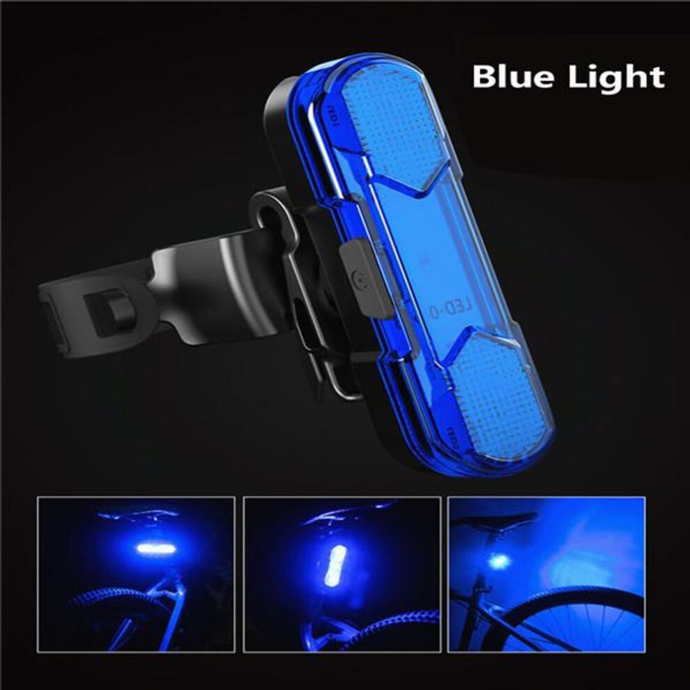 (blue) Bicycle Lights USB Charging LED Warning Lights Night Bike Rear Light Mountain Bike Equipment