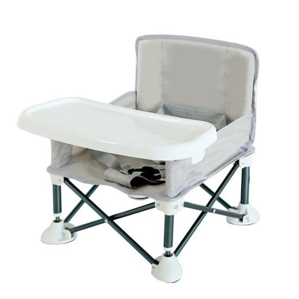 (grey) Baby Outdoor Beach Chair with Non-Slip Pads High Stability Strong Load-bearing Portable Compact Folding Chair Kids Infant Dinner Table