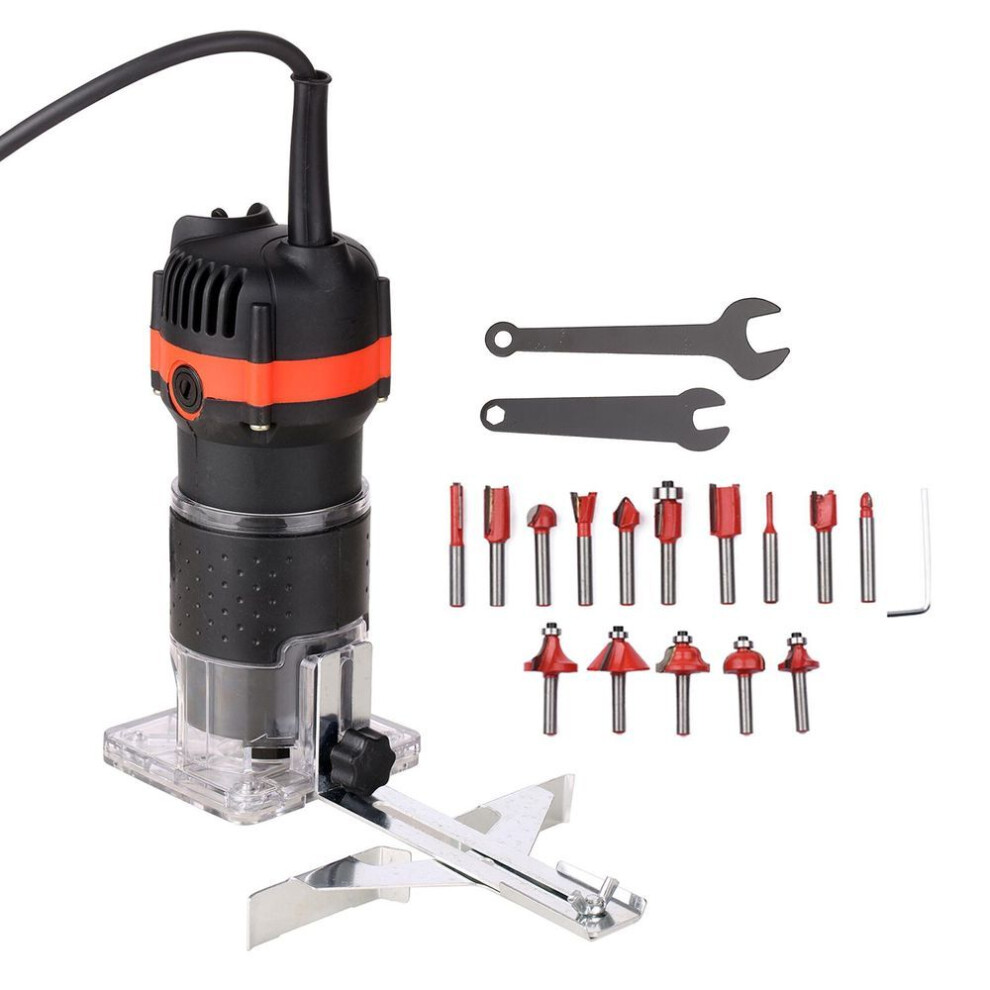 (black, US PLUG) 800W 30000r/min Multifunctional Electric Wood Trimmer Wood Router Laminate Trimmer Professional