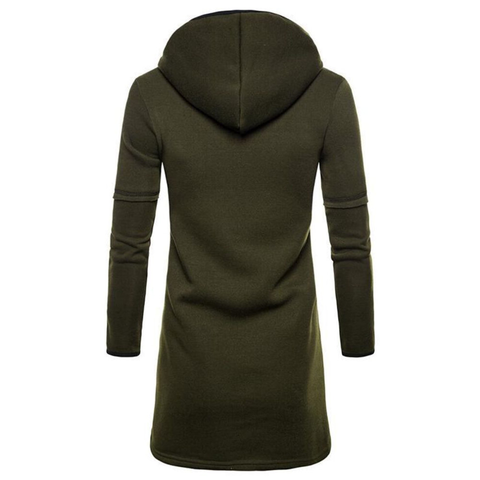 (green, M) Autumn and Winter Men&apos;s Long-sleeved Jacket Cardigan Hooded Solid Color Sweater Men&apos;s Fashion