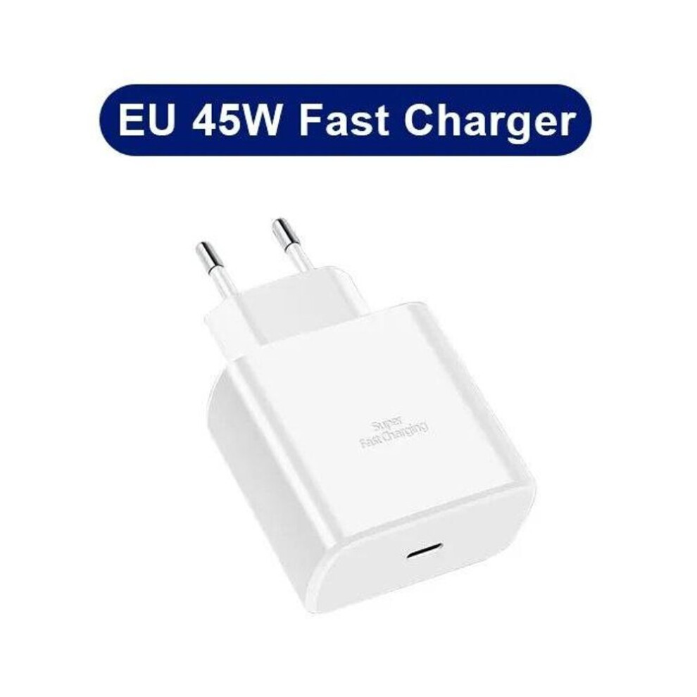 (EU Plug, White) 45W PD Super Fast Charge Charger For Samsung Galaxy S20 S21 S22 S23 Ultra Note 20 10 Plus USB Type C Cable Fast Charging High Speed Charger