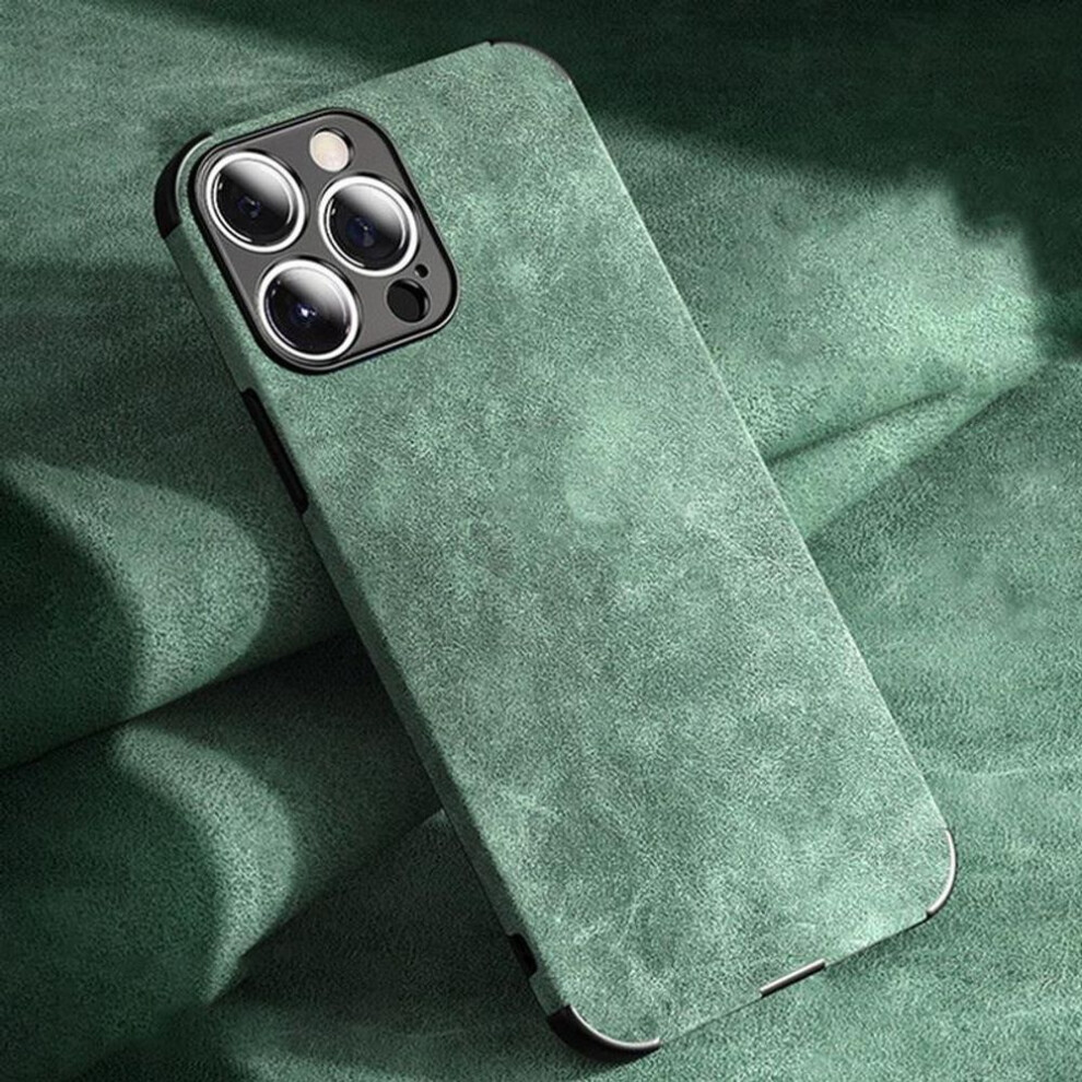 (green, iPhone 13) Luxury Lambskin Leather Phone Case For iPhone 16 Pro Max 15 14 Pro 13 12 11 Pro Max X XS XR 7 8 Plus SE 2 Retro Solid Color Soft Silicone Cover