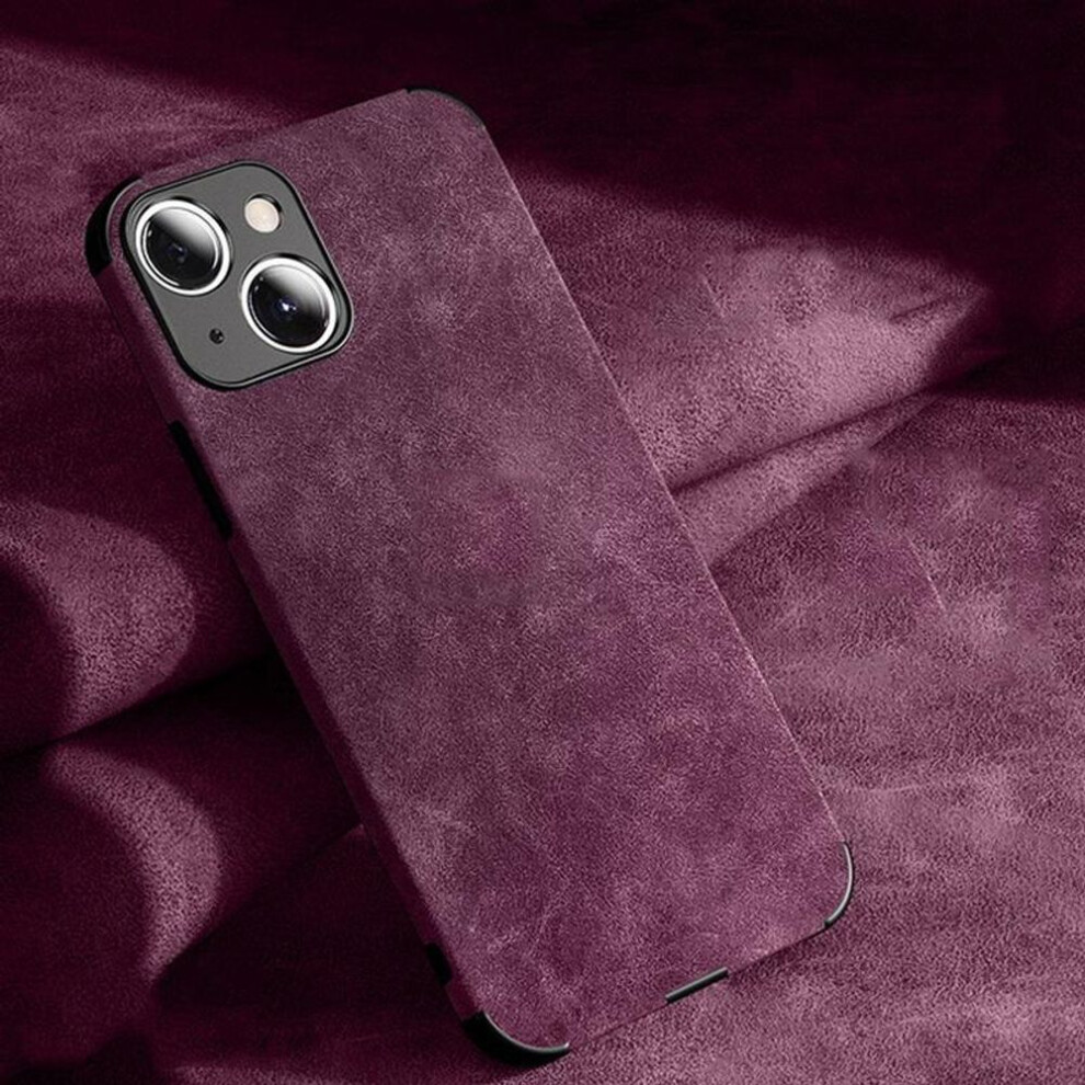 (wine red, iPhone 13) Luxury Lambskin Leather Phone Case For iPhone 16 Pro Max 15 14 Pro 13 12 11 Pro Max X XS XR 7 8 Plus SE 2 Retro Solid Color Soft Silicone Cover