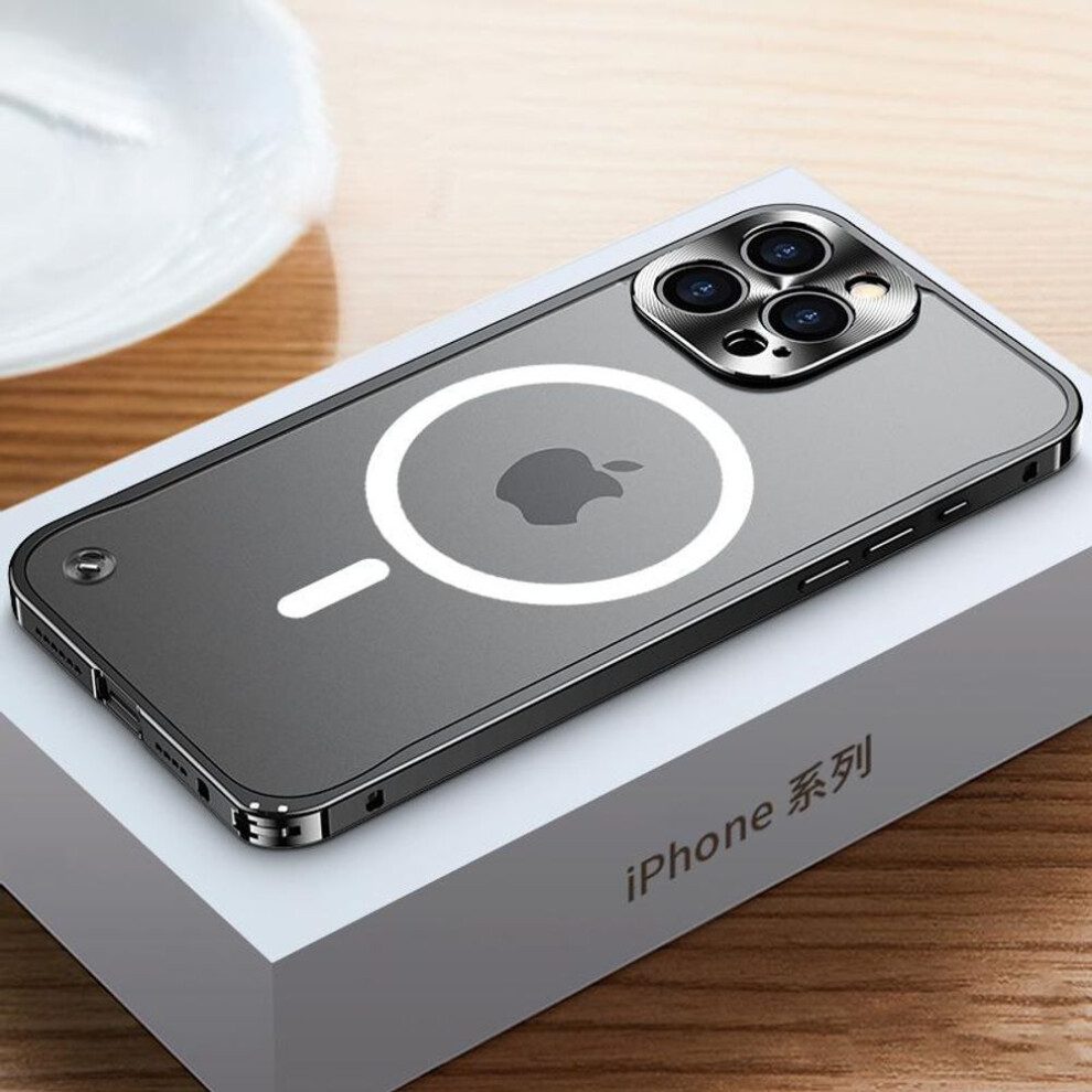 (black, iPhone 16 Pro Max) Metal frame magnetic Phone Case For iPhone 11 12 13 14 15 16 Pro Max Aluminum alloy Full Lens Protection Cover For iPhone 16 Plating Metal Back Case