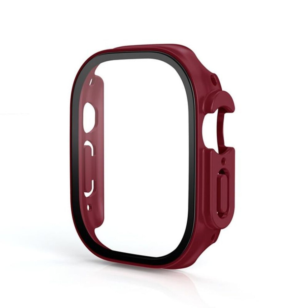 (Claret, 49Mm) Glass+Case For Apple Watch Ultra 49Mm Strap Smartwatch Pc Bumper+Screen Protector Tempered Cover Iwatch Series Band Accessories 7396700636551