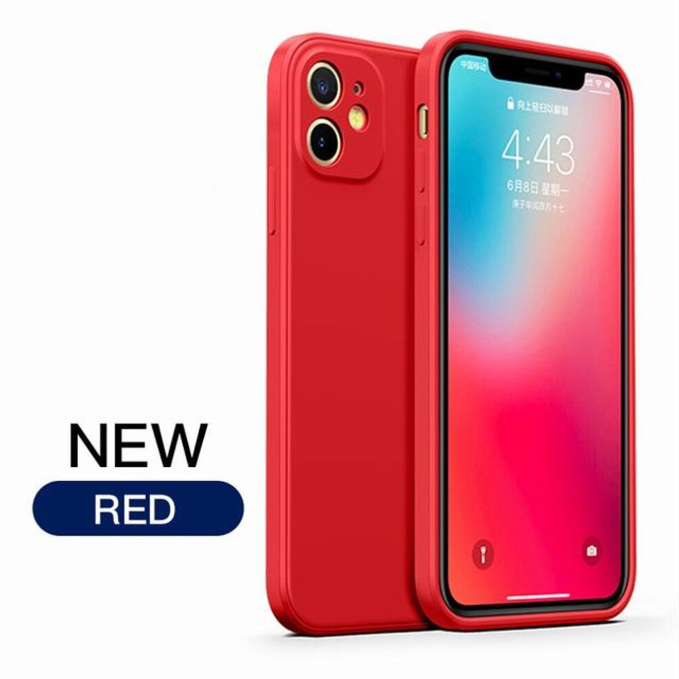 (red, iPhone 11) For iPhone 7 6 6S 8 Plus Luxury Liquid Silicone Soft Cover For iPhone 14 11 12 Pro X XR XS Max 13 Mini Pro Max Shockproof Phone Case